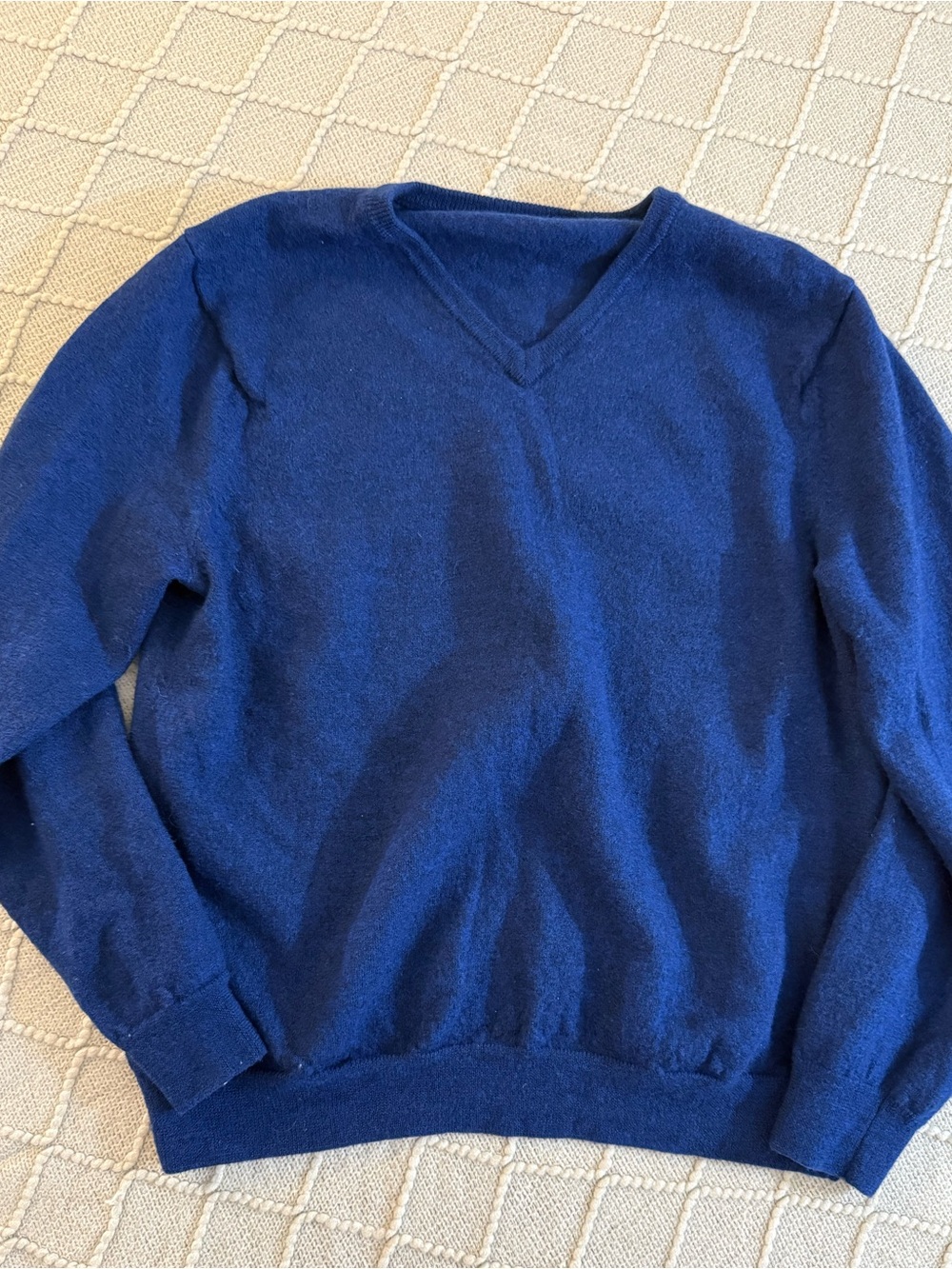 J Crew 100% Merino Wool Royal Blue V Neck Sweater XL
